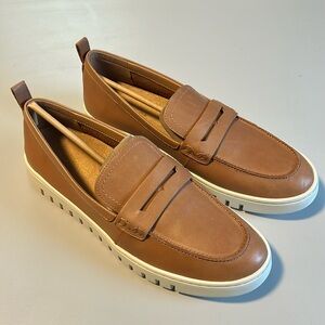 Vionic Womens Uptown Camel Leather Slip-On Trainers Loafers Shoes NWT